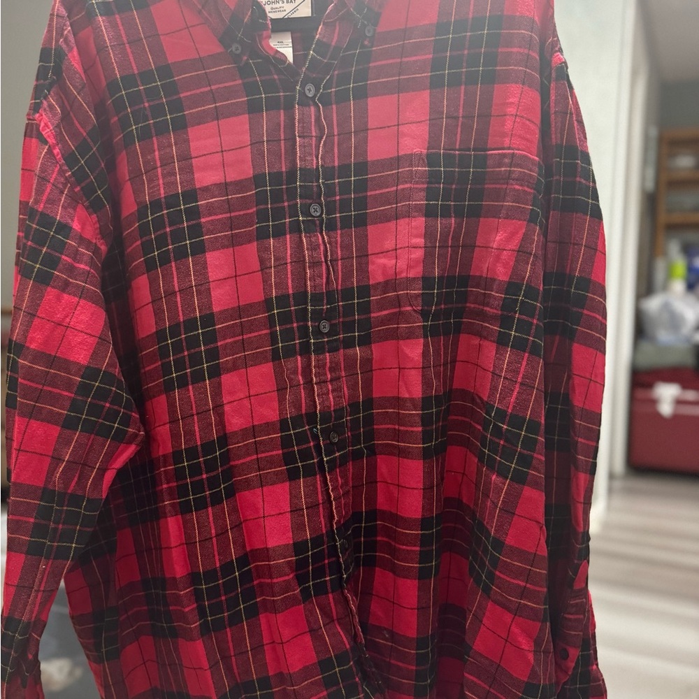 St. John's Bay Red and Black Checkered Men's Shirt